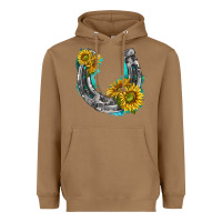 Horseshoe Cowhide And Sunflowers Heavyweight Hoodie | Teevron