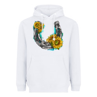 White horseshoe cowhide and sunflowers Heavyweight Hoodie - texasbilliewilder