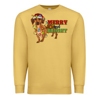 Antique Gold merry and bright dachshund Premium Sweatshirt - RanaPortraitStore