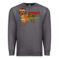 Charcoal Heather merry and bright dachshund Premium Sweatshirt - RanaPortraitStore
