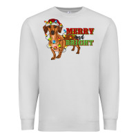 Dove Grey merry and bright dachshund Premium Sweatshirt - RanaPortraitStore
