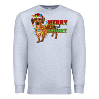 Heather Grey merry and bright dachshund Premium Sweatshirt - RanaPortraitStore
