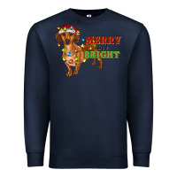 Navy merry and bright dachshund Premium Sweatshirt - RanaPortraitStore
