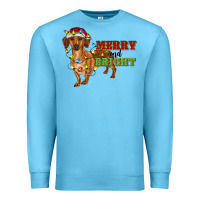 Ocean Blue merry and bright dachshund Premium Sweatshirt - RanaPortraitStore