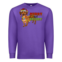 Purple merry and bright dachshund Premium Sweatshirt - RanaPortraitStore