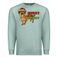 Seafoam merry and bright dachshund Premium Sweatshirt - RanaPortraitStore