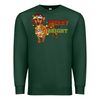 Sports Green merry and bright dachshund Premium Sweatshirt - RanaPortraitStore