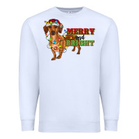 White merry and bright dachshund Premium Sweatshirt - RanaPortraitStore