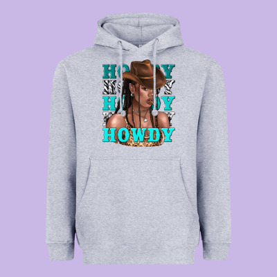 Howdy Howdy Black Girl Heavyweight Hoodie Designed By Texasbilliewilder