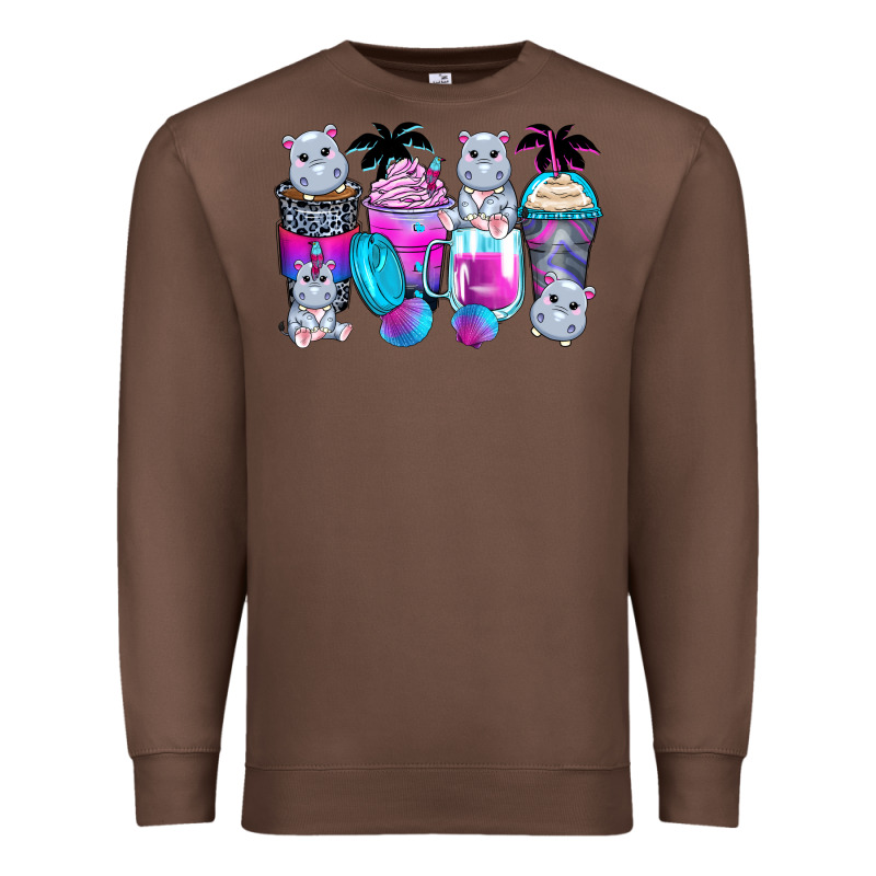 Hippopotamus Coffee Cups Premium Sweatshirt by Zillion Design Studio | Teevron