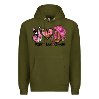 Army Green peace love  cowgirl Premium Hoodie - AdoDesignShop