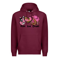 Burgundy peace love  cowgirl Premium Hoodie - AdoDesignShop
