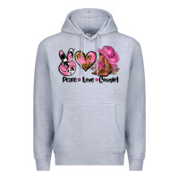 Heather Grey peace love  cowgirl Premium Hoodie - AdoDesignShop