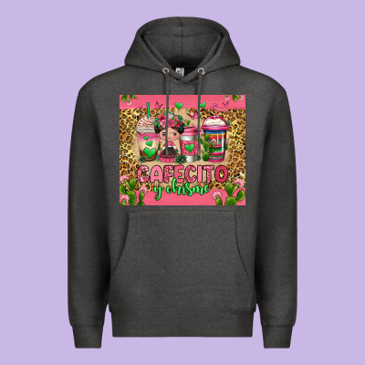 Cafecito Y Chisme Coffee Cups Premium Hoodie Designed By Jasminsmagicworld