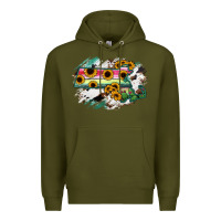 Army Green Massachusetts State Map Premium Hoodie - RanaPortraitStore