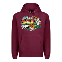 Burgundy Massachusetts State Map Premium Hoodie - RanaPortraitStore