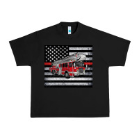 Black thin red line American flag fire truck Urban Heavy Tee - Artiststas
