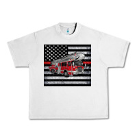 Lunar Rock thin red line American flag fire truck Urban Heavy Tee - Artiststas