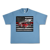 Pebble Blue thin red line American flag fire truck Urban Heavy Tee - Artiststas