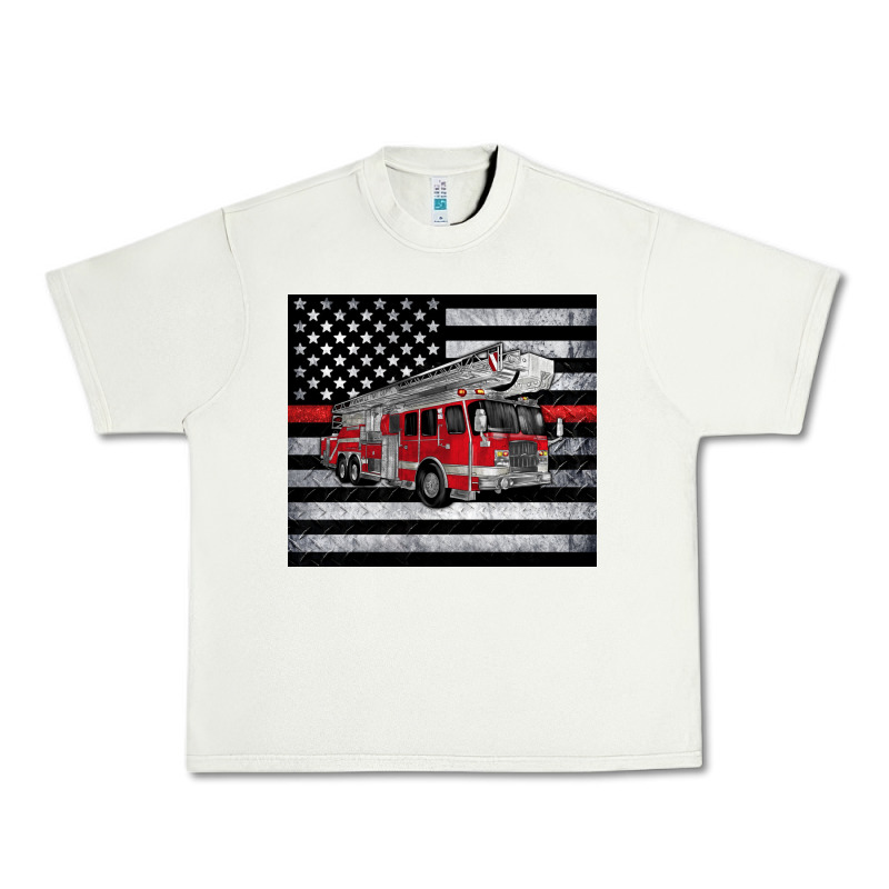 Thin Red Line American Flag Fire Truck Urban Heavy Tee by Artiststas | Teevron