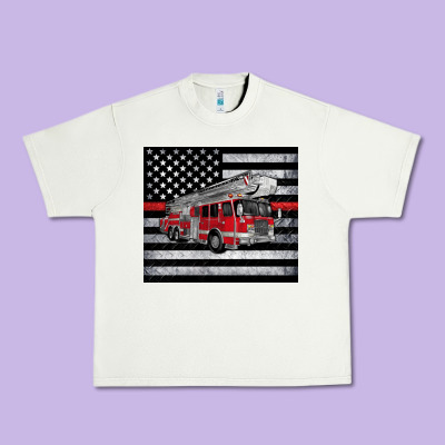 Thin Red Line American Flag Fire Truck Urban Heavy Tee Designed By Artiststas