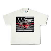 Pistachio thin red line American flag fire truck Urban Heavy Tee - Artiststas