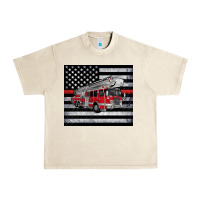 Sandshell thin red line American flag fire truck Urban Heavy Tee - Artiststas