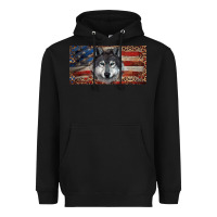 Black Wolf with american flag and leopard Heavyweight Hoodie - RanaPortraitStore