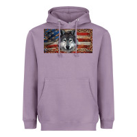 Lavender Wolf with american flag and leopard Heavyweight Hoodie - RanaPortraitStore