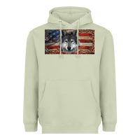 Matcha Wolf with american flag and leopard Heavyweight Hoodie - RanaPortraitStore