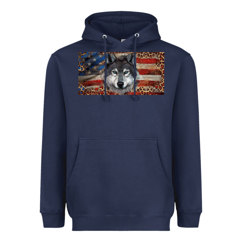 Wolf With American Flag And Leopard Heavyweight Hoodie by RanaPortraitStore | Teevron