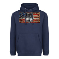 Navy Wolf with american flag and leopard Heavyweight Hoodie - RanaPortraitStore