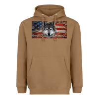 Toasted Coconut Wolf with american flag and leopard Heavyweight Hoodie - RanaPortraitStore