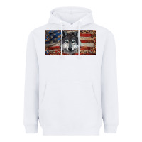 White Wolf with american flag and leopard Heavyweight Hoodie - RanaPortraitStore