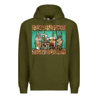 Army Green skeleton coffee cups Premium Hoodie - Jasminsmagicworld