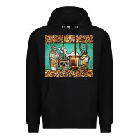 Black skeleton coffee cups Premium Hoodie - Jasminsmagicworld