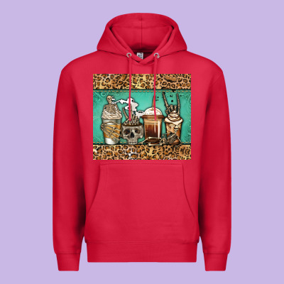 Skeleton Coffee Cups Premium Hoodie Designed By Jasminsmagicworld