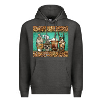 Charcoal Heather skeleton coffee cups Premium Hoodie - Jasminsmagicworld