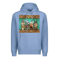 Colony Blue skeleton coffee cups Premium Hoodie - Jasminsmagicworld