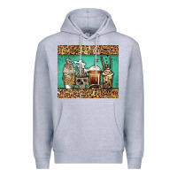 Heather Grey skeleton coffee cups Premium Hoodie - Jasminsmagicworld