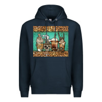 Navy skeleton coffee cups Premium Hoodie - Jasminsmagicworld
