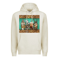 Oatmeal Heather skeleton coffee cups Premium Hoodie - Jasminsmagicworld