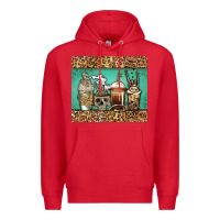 Red skeleton coffee cups Premium Hoodie - Jasminsmagicworld