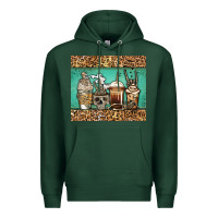 Sports Green skeleton coffee cups Premium Hoodie - Jasminsmagicworld