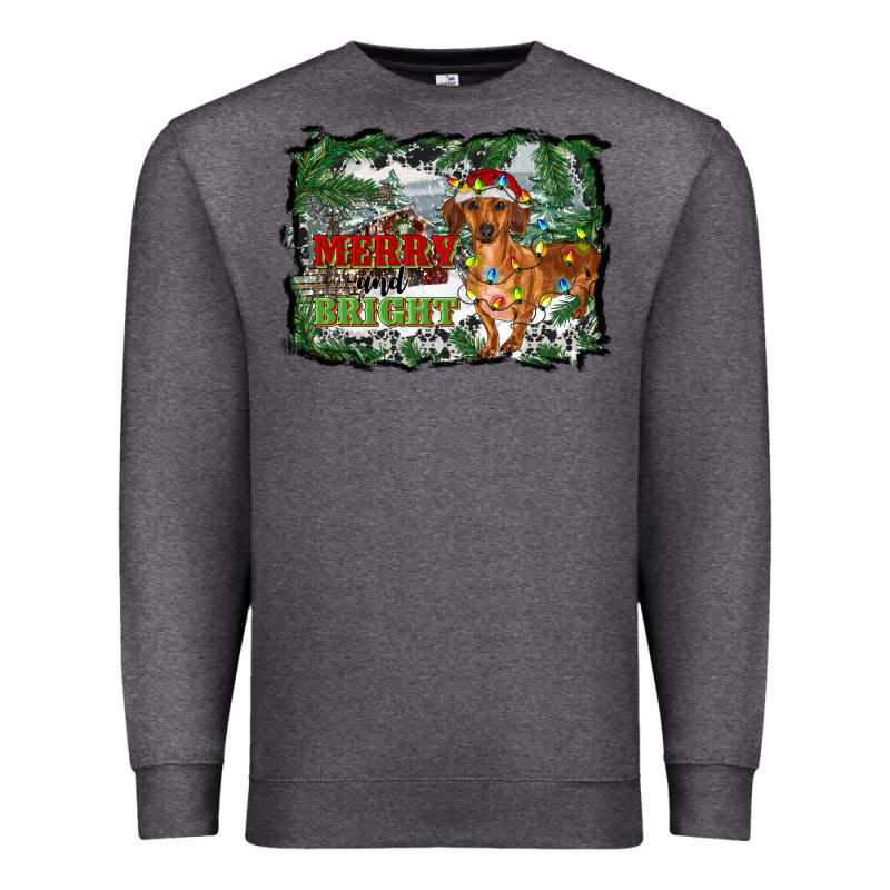Merry And Bright  Dachshund With Farm Premium Sweatshirt by RanaPortraitStore | Teevron