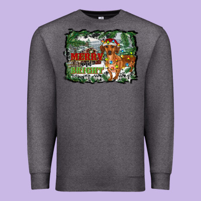 Merry And Bright  Dachshund With Farm Premium Sweatshirt Designed By Ranaportraitstore