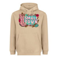 Mushroom just a small town girl cowgirl boots Heavyweight Hoodie - texasbilliewilder