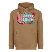 Toasted Coconut just a small town girl cowgirl boots Heavyweight Hoodie - texasbilliewilder