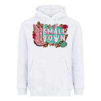 White just a small town girl cowgirl boots Heavyweight Hoodie - texasbilliewilder