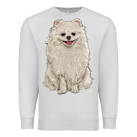 Dove Grey white pomeranian Premium Sweatshirt - RanaPortraitStore